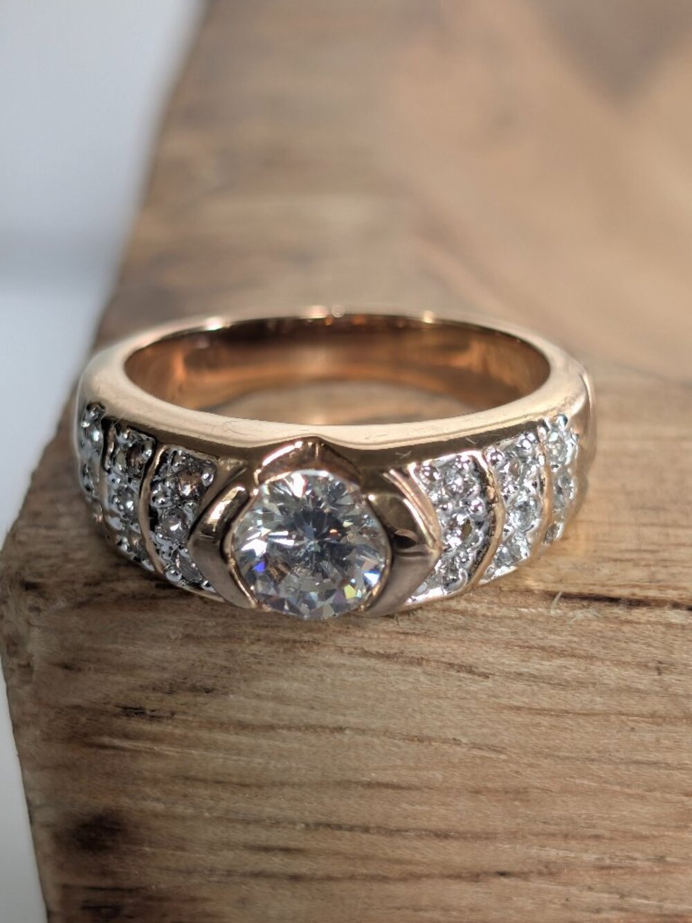 Vintage Thailand Fine Costume Cubic Zirconia Gold Tone Ring Size 7